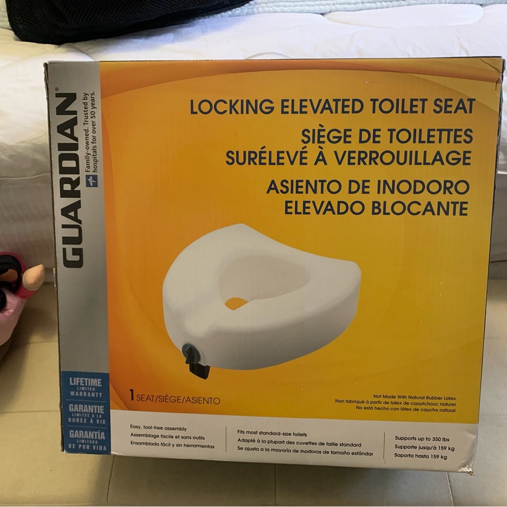 White Locking Elevated Toilet Seat